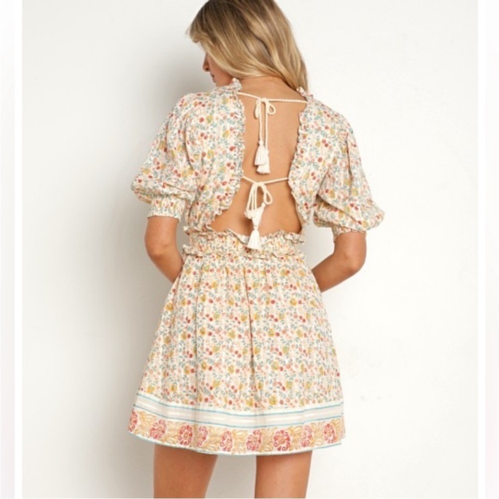 NWT Cleobella Dallas Floral Mini Dress in Carnation Print Cream Boho Size Small - Picture 3 of 16